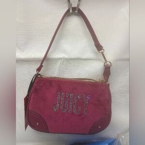 Juicy Couture Burgundy Suede Shoulder Bag